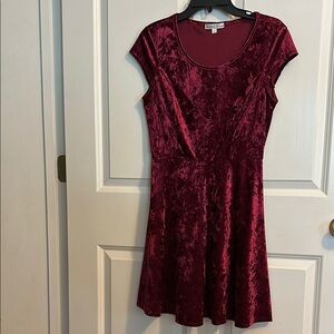 Moa Moa Red Fit and Flare Mini Dress Scoop Neck Cap Sleeve